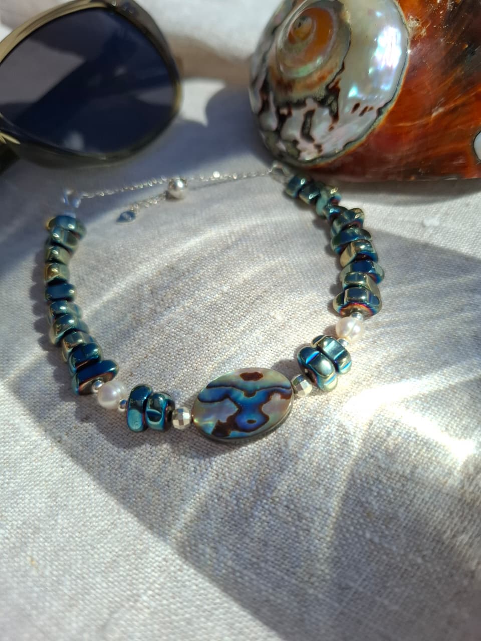 Mermaid's Dream: Abalone Shell & Hematite Bracelet | S925 Silver