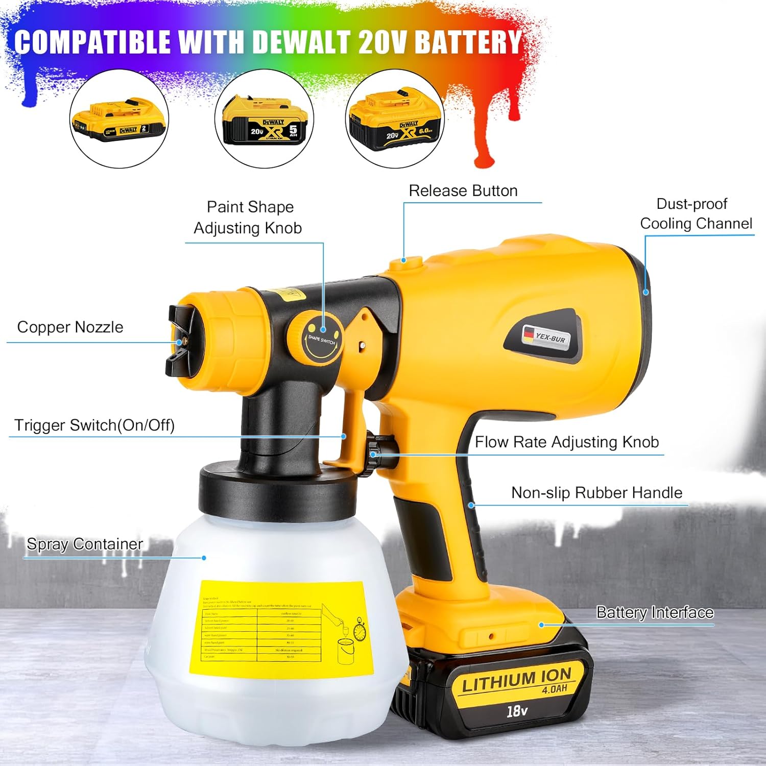YEX-BUR Cordless Paint Sprayer